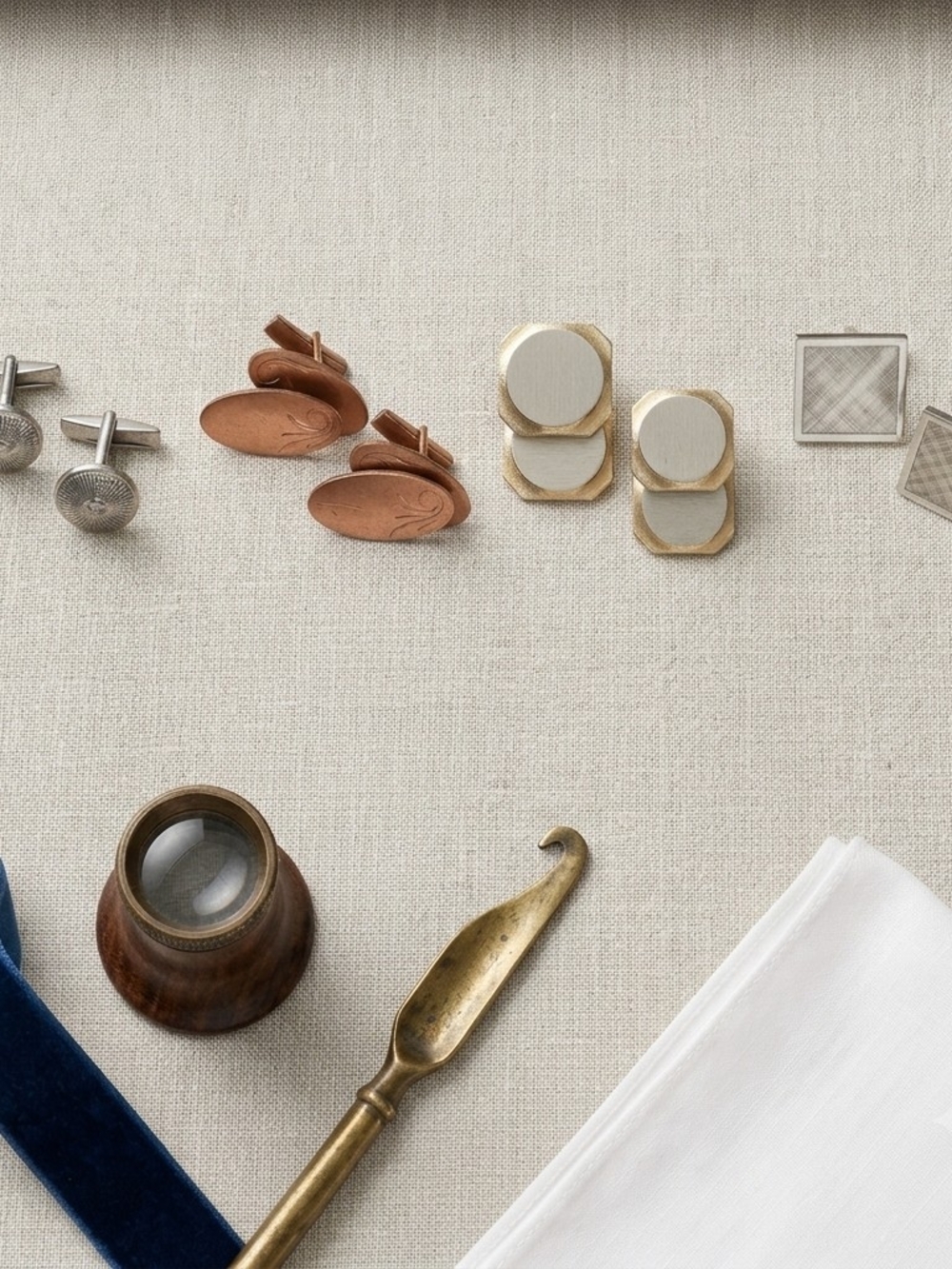 Men's 60's Vintage Cufflink Set - Classic Metal Finish